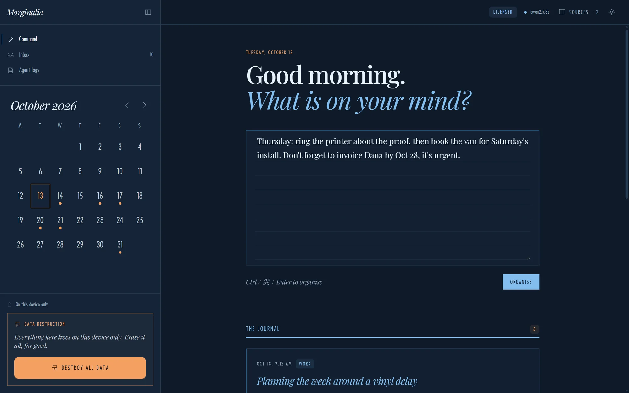 Marginalia in dark mode.